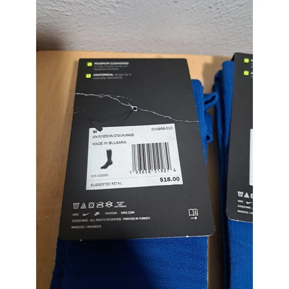 2 NEW Unisex Nike Matchfit Dri-Fit Knee High Soccer Sky Blue Socks M 6-8, W 6-10
